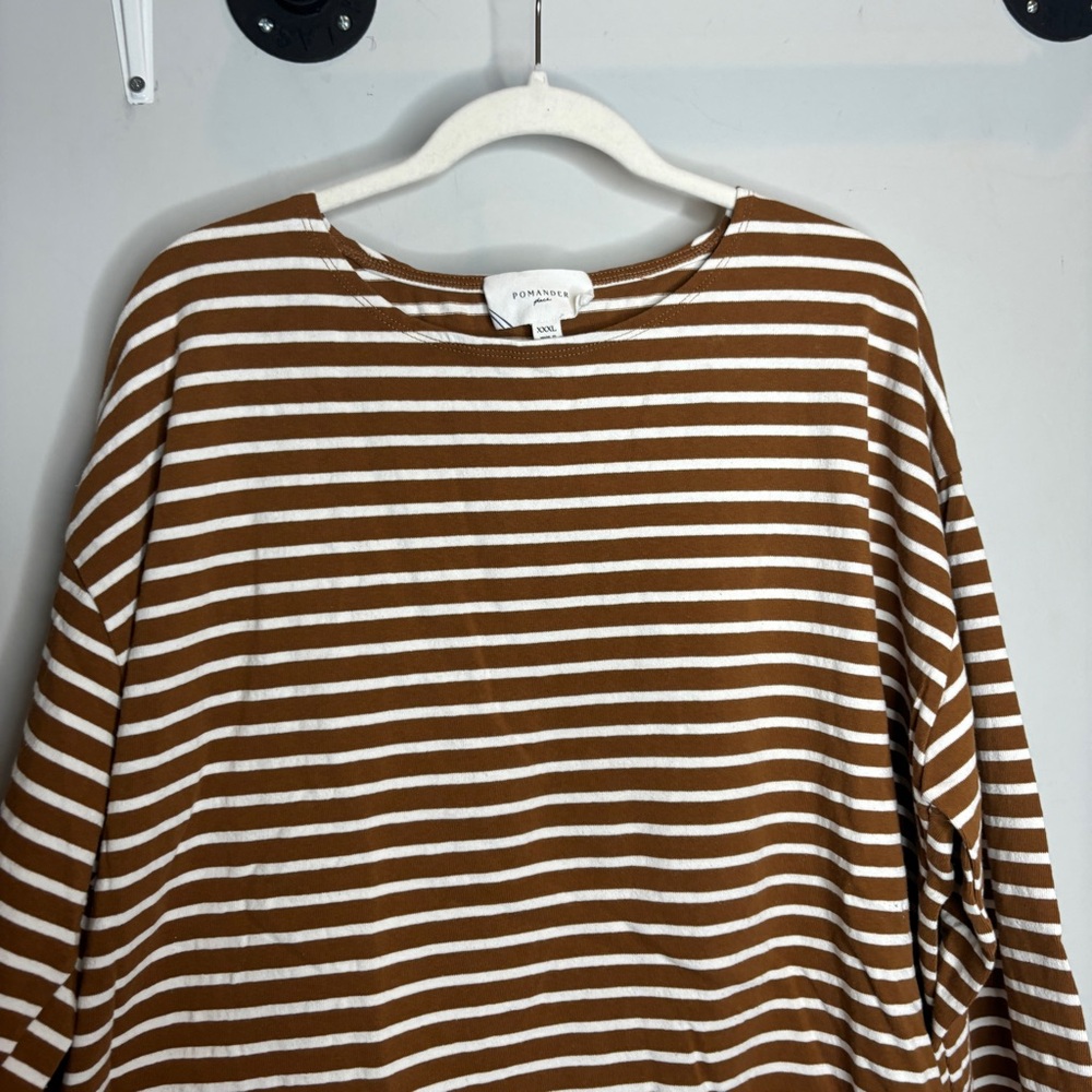 Pomander Place Stripe Knit Odie Tee & Olympia Shorts SET XXXL Brown Stripe - Picture 4 of 12